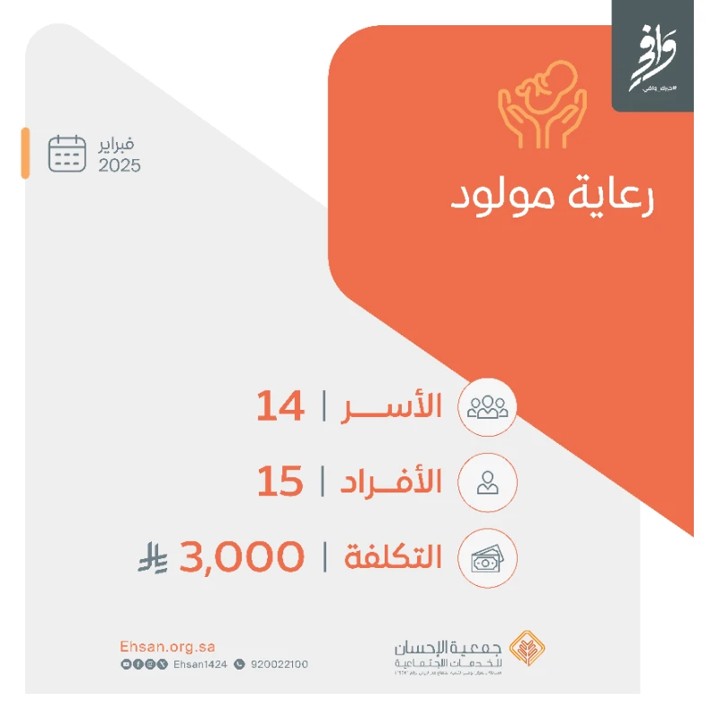صرفت الجمعية شهر فبراير رعاية مولود